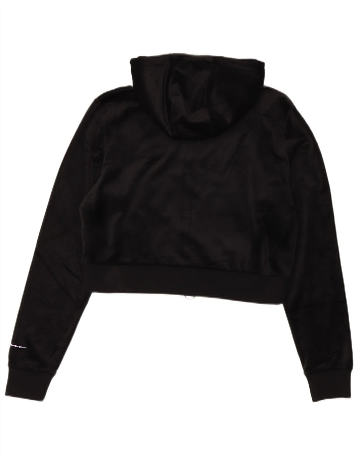 Pulover pentru femei Ellesse Crop Velour Zip Hoodie UK 12 Poliester mediu negru