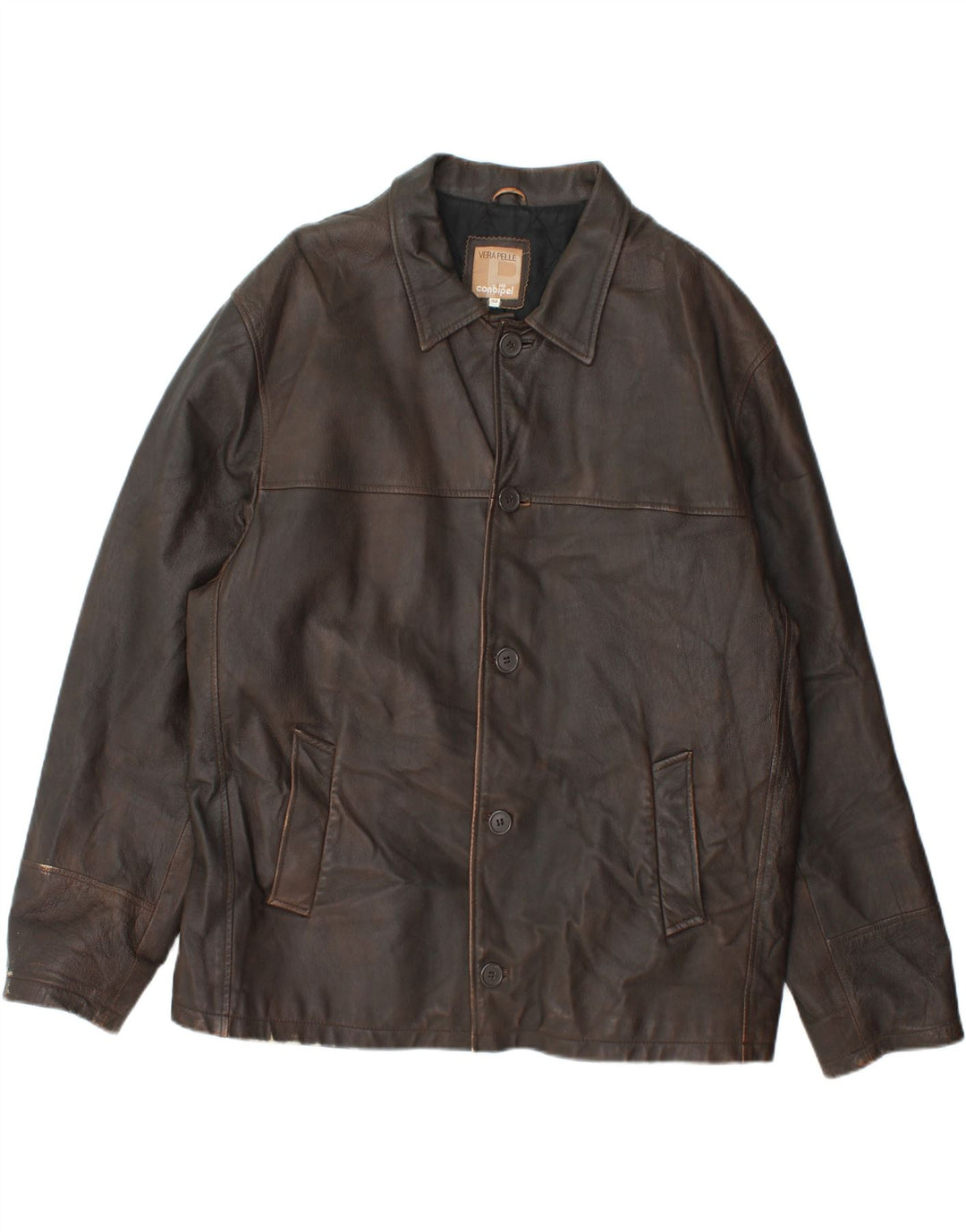 Jachetă de piele pentru bărbați Conbipel IT 52 din piele maro mare