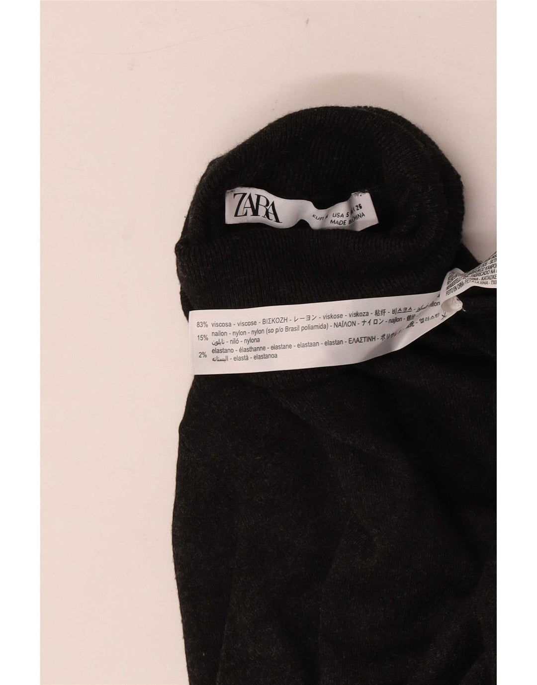 Pulover pentru femei cu gât rulat Zara UK 8 mic, gri, viscoză
