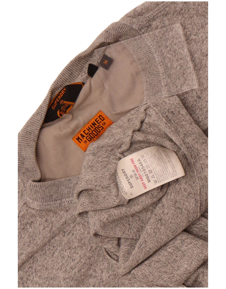 Top pentru bărbați Superdry cu mânecă lungă, gri mediu, bumbac cu pete