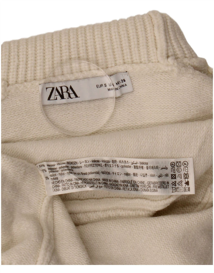 Pulover oversized cu gât rulat Zara pentru femei UK 10 Small White