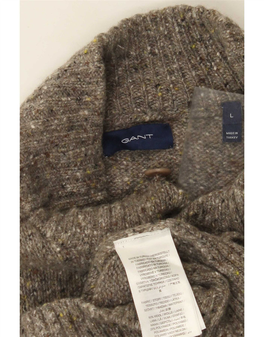 Pulover cardigan pentru bărbați Gant, lână verde mare
