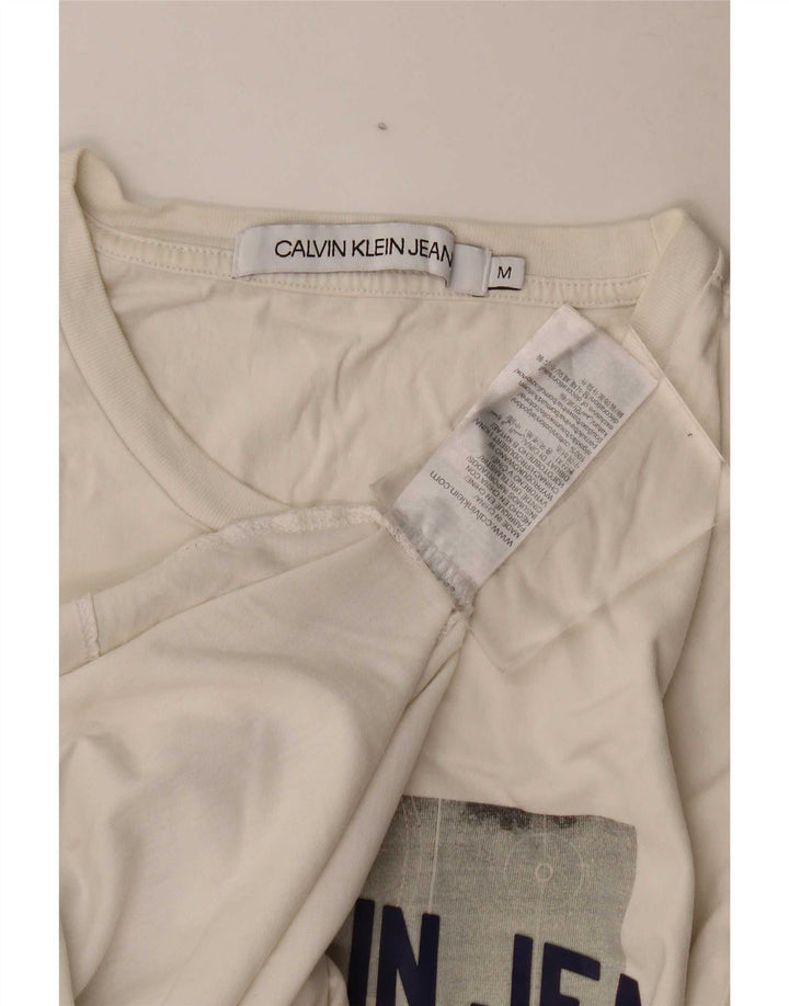 Tricou grafic pentru bărbați Calvin Klein Jeans Top din bumbac alb mediu
