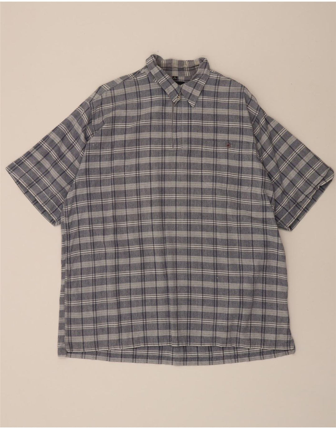 ENGBERS Mens Short Sleeve Pullover Shirt Size 43/44 XL Grey Check Cotton Vintage Engbers and Second-Hand Engbers from Messina Hembry 