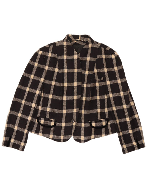 Jachetă Blazer pentru femei Basler, cu 1 nasture, UK 18 XL, lână neagră cu carouri