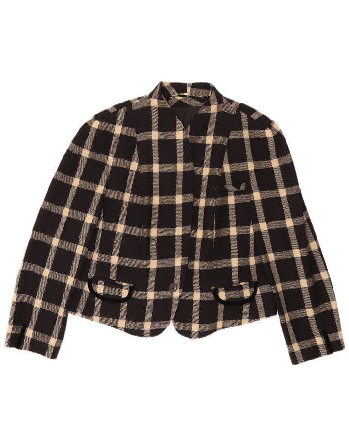 Jachetă Blazer pentru femei Basler, cu 1 nasture, UK 18 XL, lână neagră cu carouri