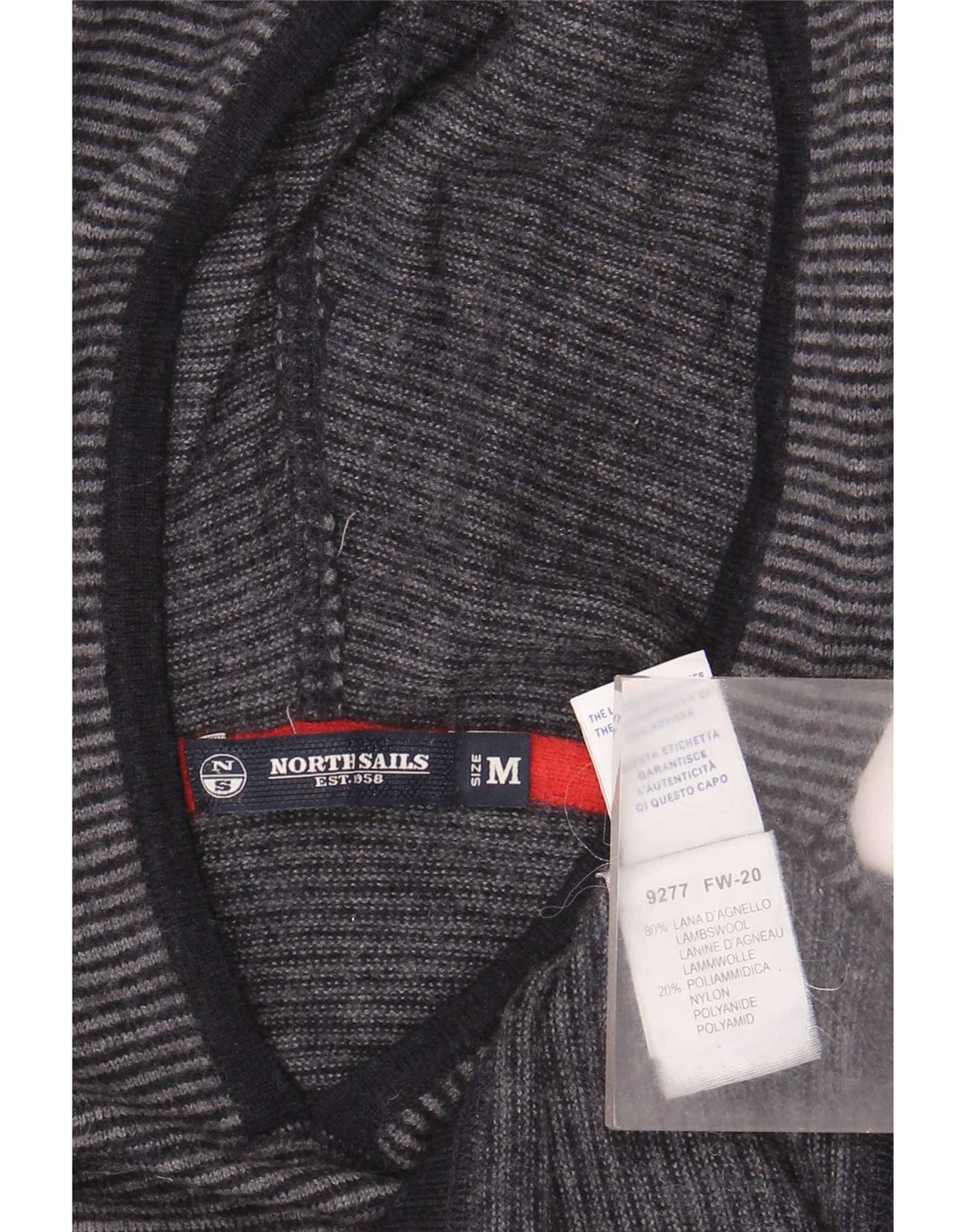Pulover cu glugă North Sails pentru femei UK 12 Lână cu dungi gri mediu