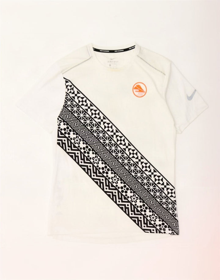 Tricou Nike Dri Fit pentru bărbați Top mic, alb, poliester geometric