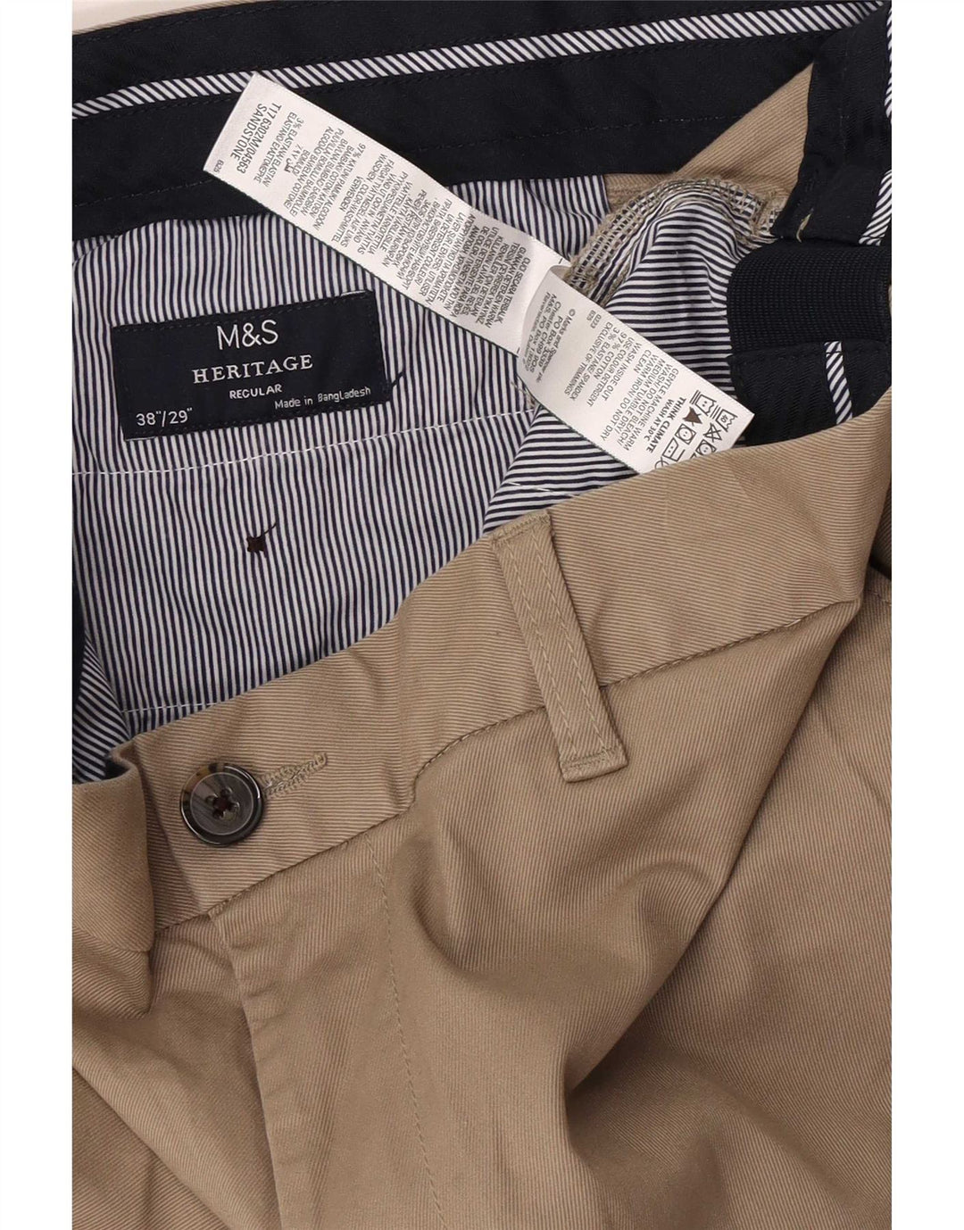 Marks & Spencer Pantaloni chino pentru bărbați Heritage Regular Fit W38 L29 bej