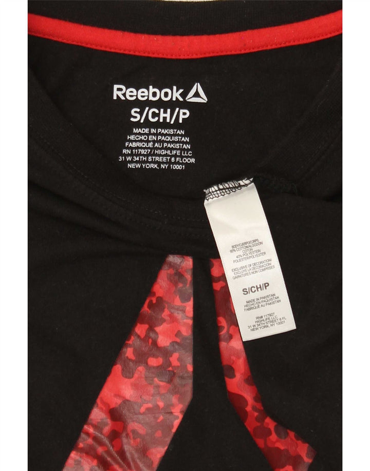 Tricou grafic Reebok pentru bărbați Top mic, negru, bumbac