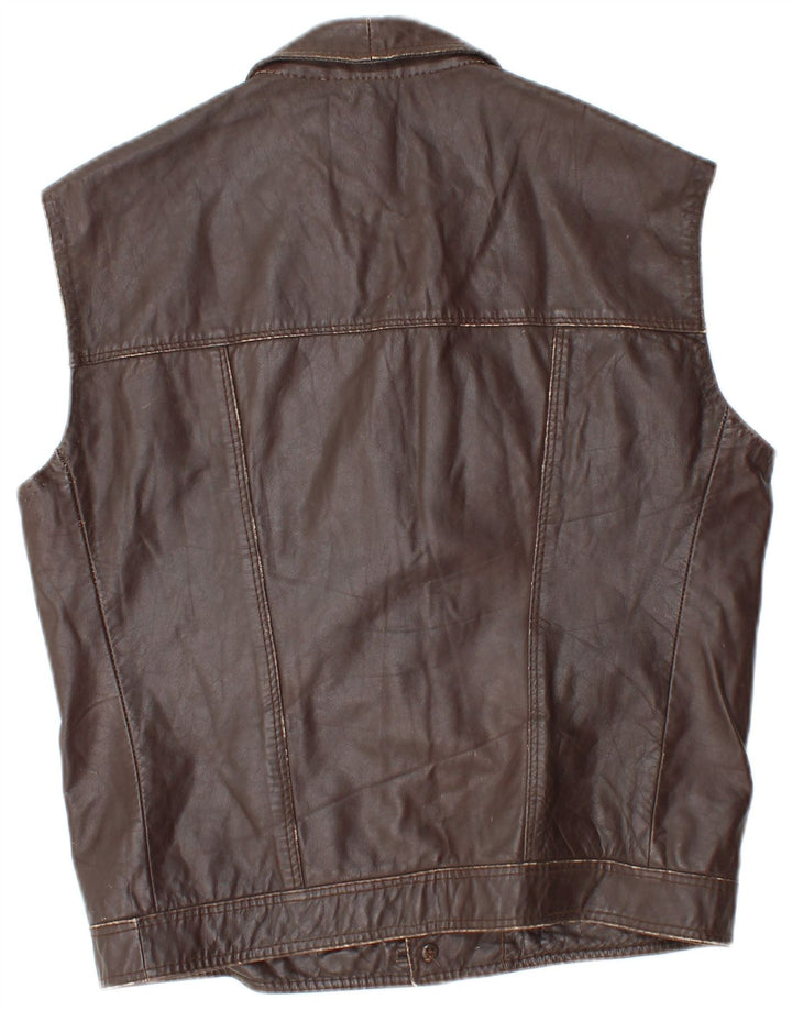 Gilet vintage pentru bărbați din piele UK 36 mic maro