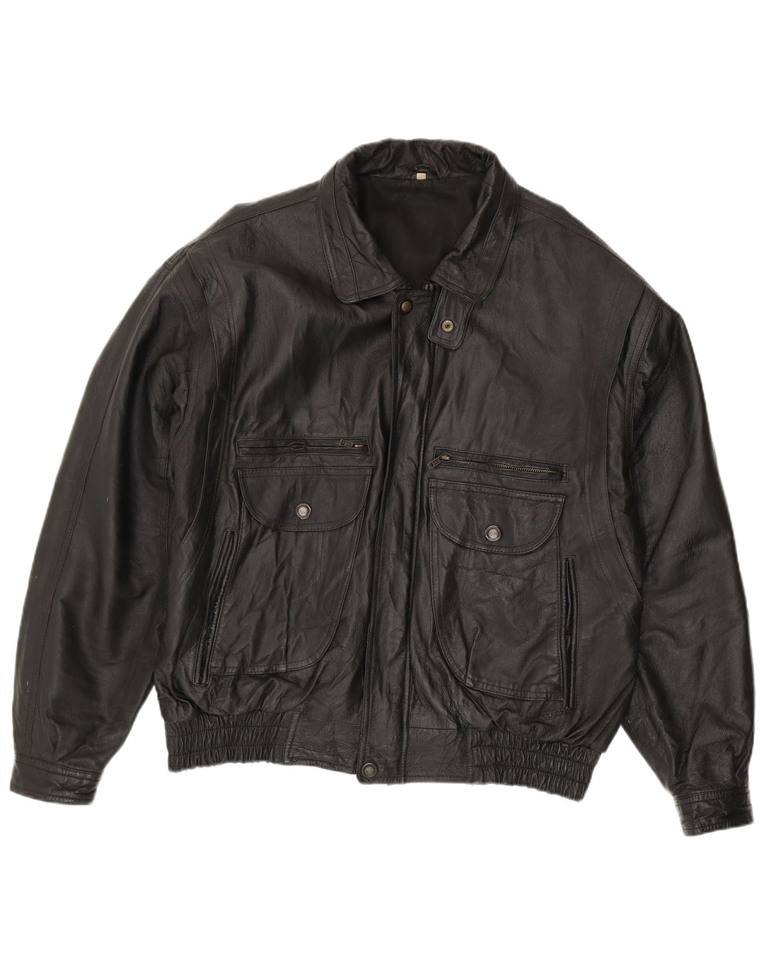 Jachetă de piele vintage pentru bărbați UK 44 2XL din piele neagră