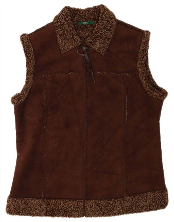 Marks & Spencer pentru femei Sherpa Gilet UK 12 Medium Brown Poliester