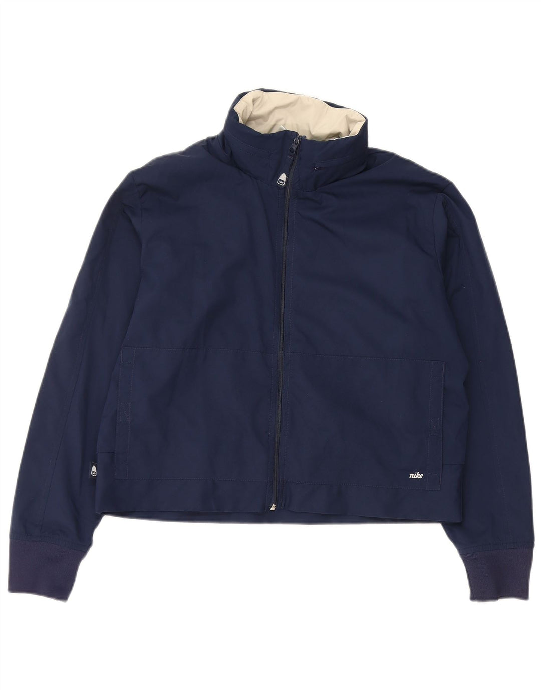 Jachetă de ploaie NIKE Crop, cu glugă, pentru femei, SUA 8/10, poliester mediu albastru bleumarin