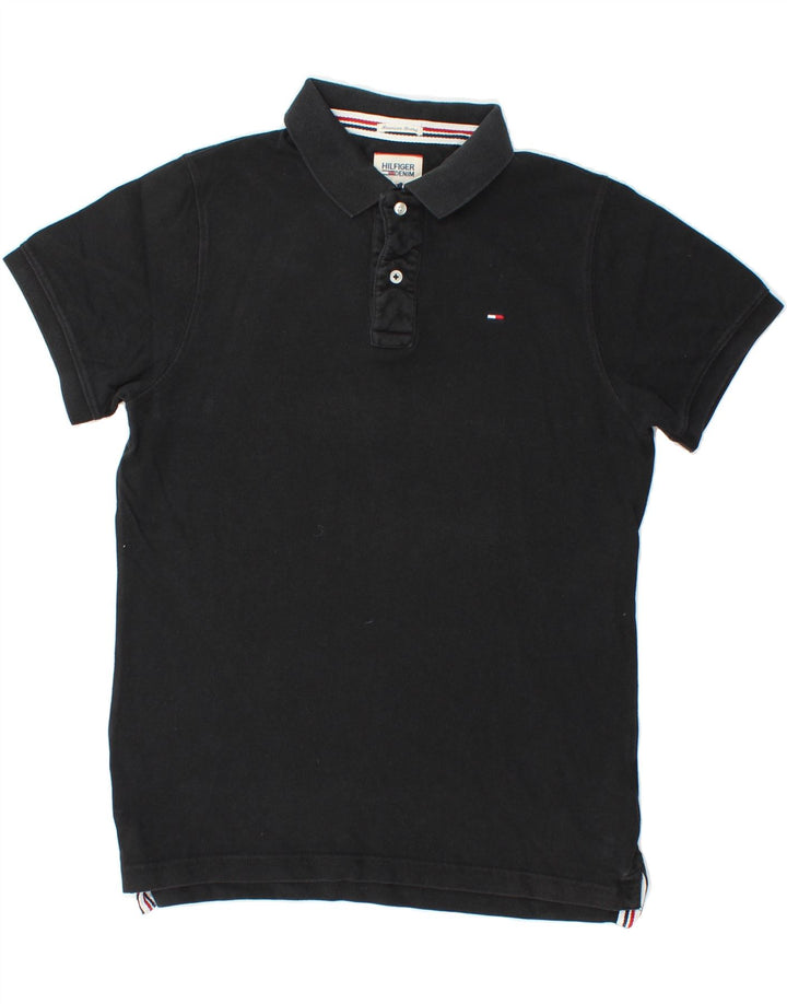 TOMMY HILFIGER Mens Polo Shirt Medium Black Cotton Vintage Tommy Hilfiger and Second-Hand Tommy Hilfiger from Messina Hembry 