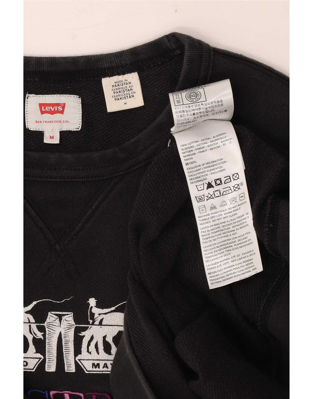 Levi's Pulover grafic pentru bărbați, bumbac mediu negru