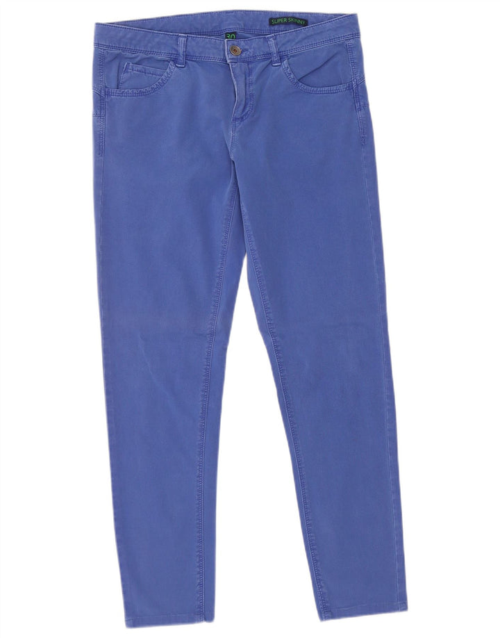 Pantaloni casual super skinny BENETTON pentru femei L30 L27 bumbac albastru
