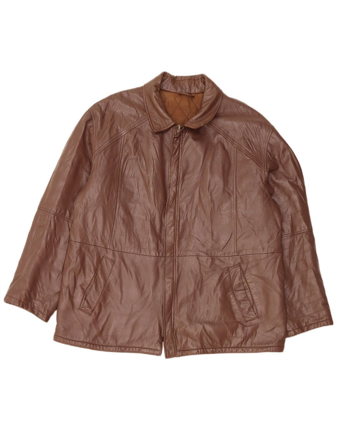 Jachetă de piele pentru bărbați VINTAGE IT 56 3XL maro