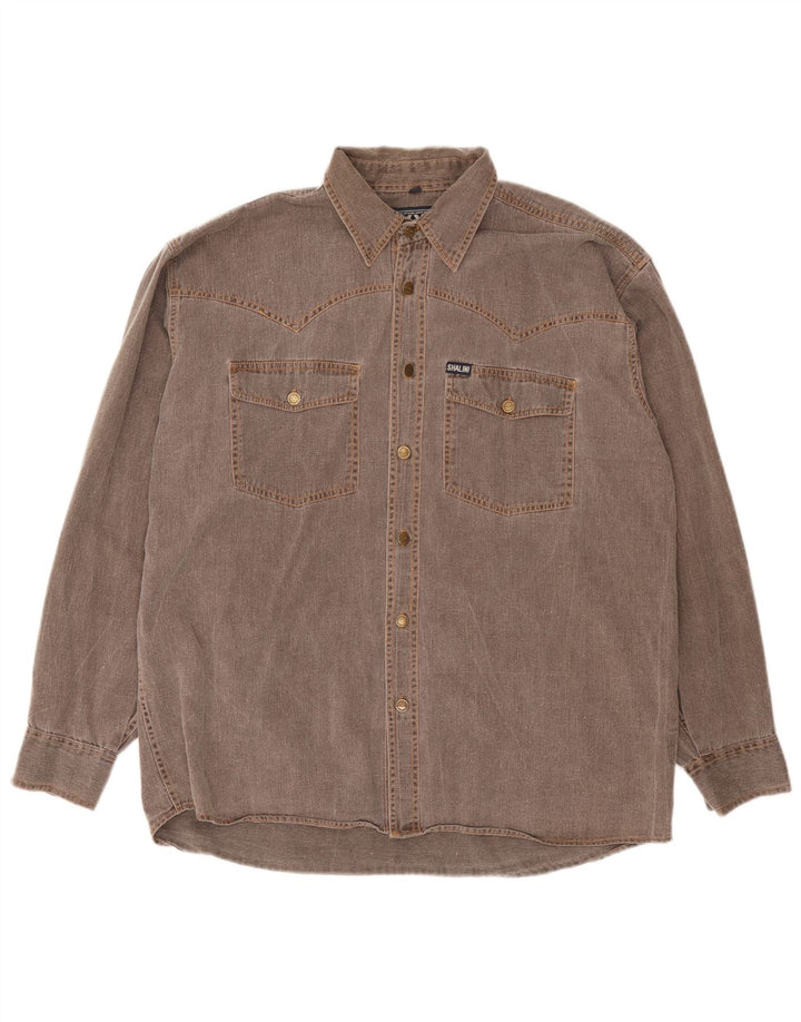 Cămașă Vintage bărbați din denim XL maro