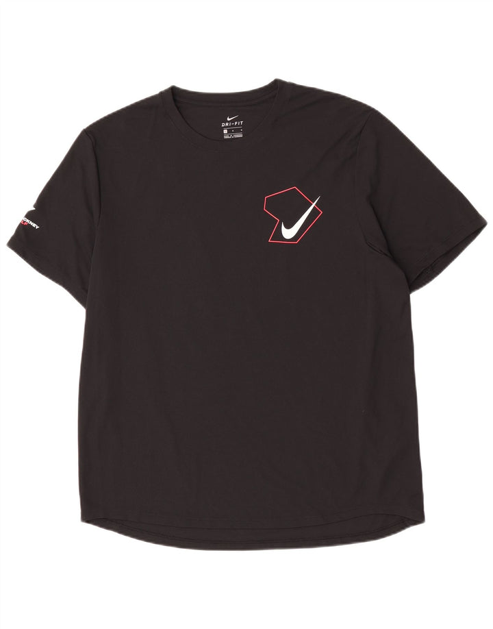 Tricou grafic Nike Dri Fit pentru bărbați Top mare din poliester negru