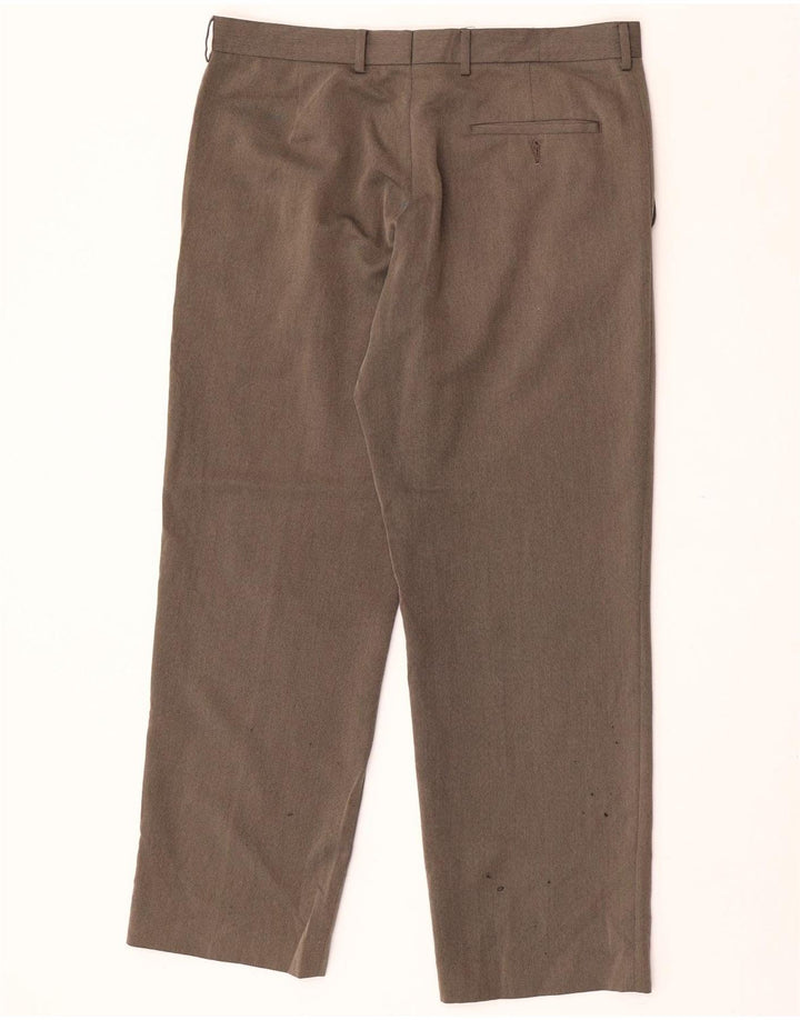 Pantaloni de costum drepți pentru bărbați Marks & Spencer W34 L29 Brown Herringbone