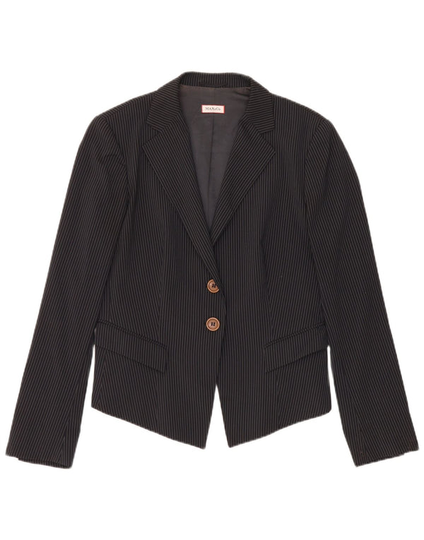 Blazer pentru femei Max & Co. Jachetă cu 2 nasturi UK 14, mare, neagră, cu dungi