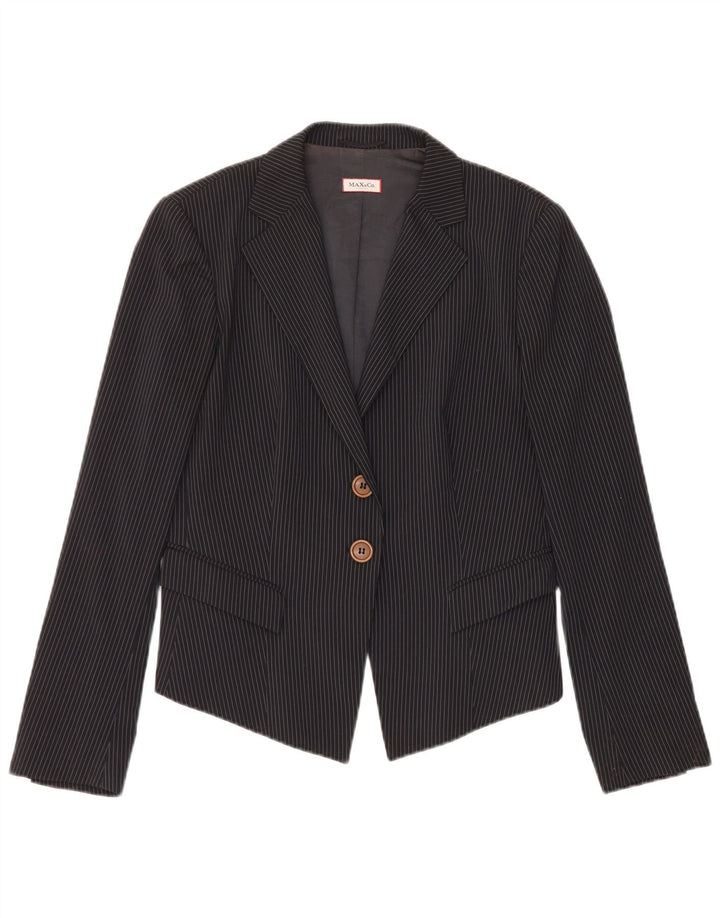 Blazer pentru femei Max & Co. Jachetă cu 2 nasturi UK 14, mare, neagră, cu dungi