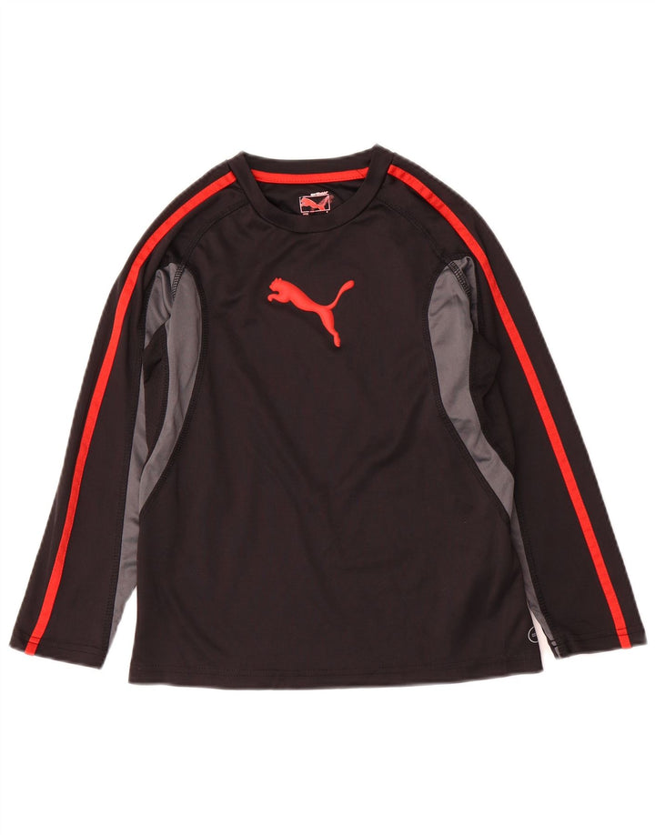 PUMA Băieți Graphic Top cu mânecă lungă 7-8 ani, mic, negru, colorblock