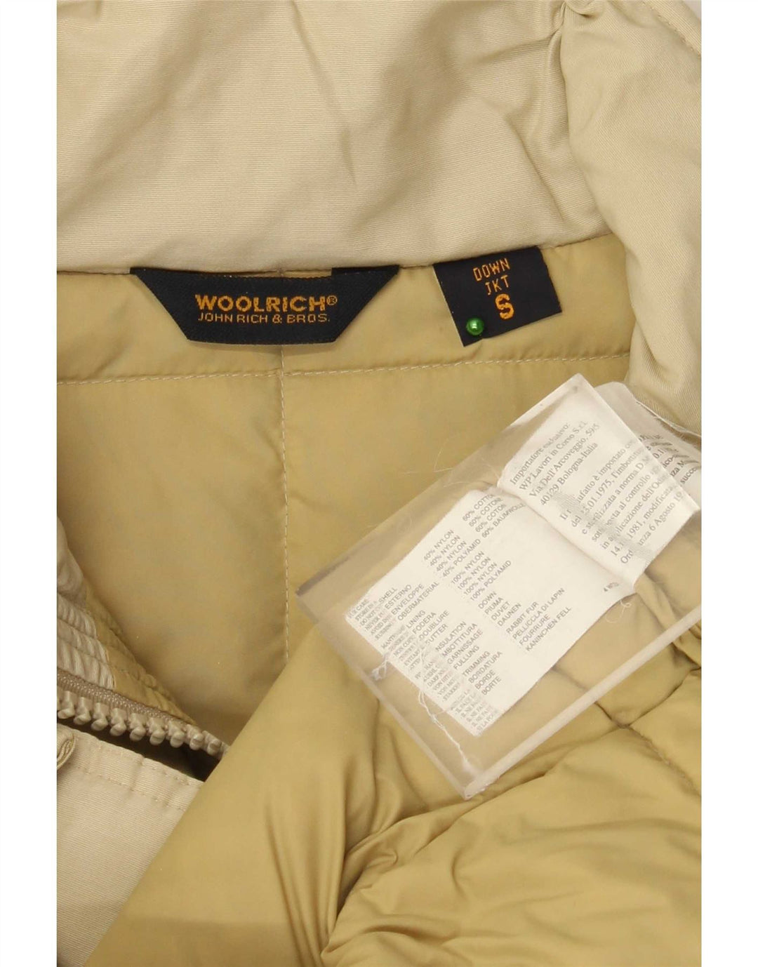 Palton căptușit supradimensionat pentru femei Woolrich UK 10 Nailon mic, bej