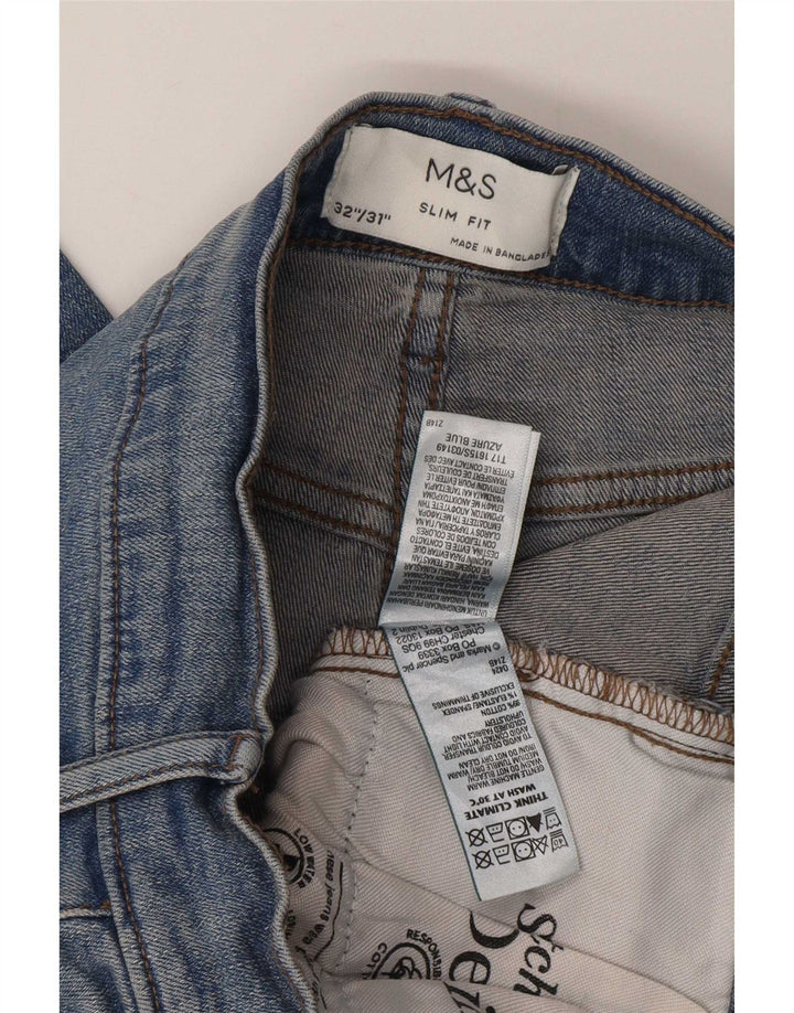 Blugi slim pentru bărbați Marks & Spencer W32 L31 Bumbac albastru