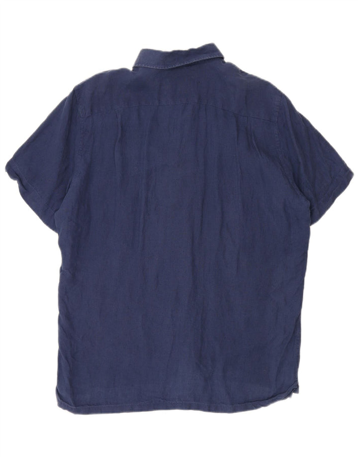 Cămașă Lacoste pentru bărbați cu mânecă scurtă, cu formă normală, mărimea 40, albastru bleumarin mediu