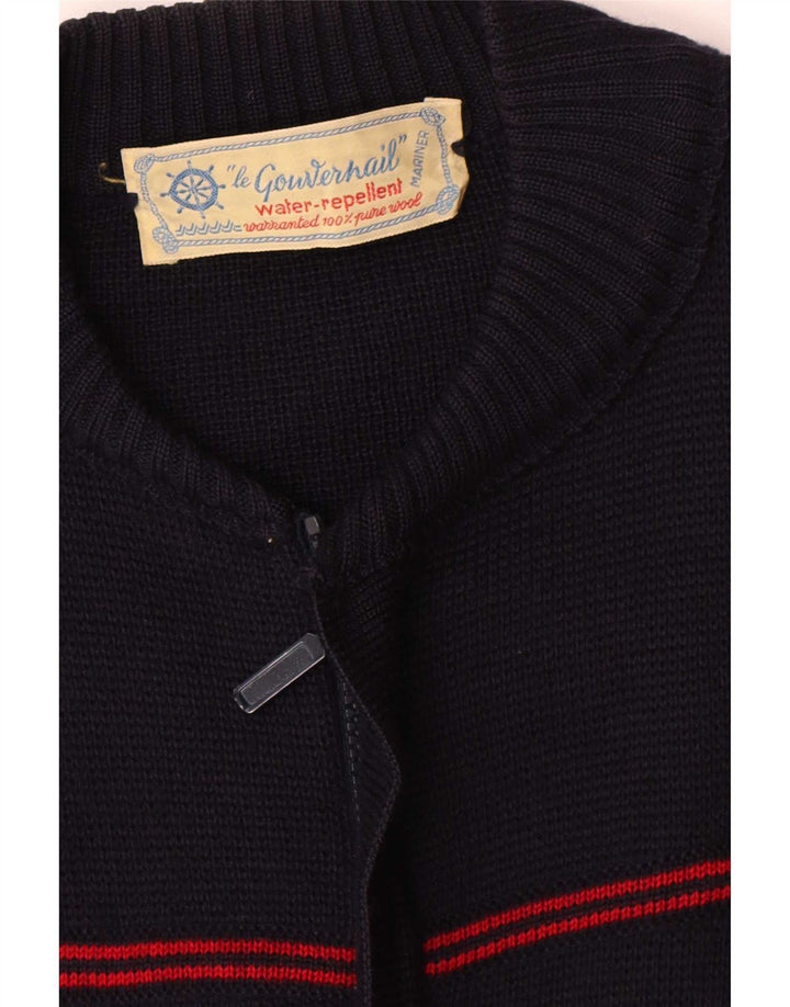 Cardigan Vintage pentru bărbați cu fermoar complet, mare, bleumarin, cu dungi