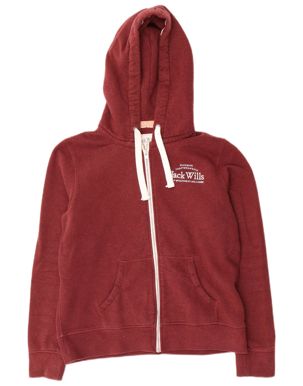 Pulover Jack Wills pentru femei, cu fermoar, UK 14, bumbac burgundy mare