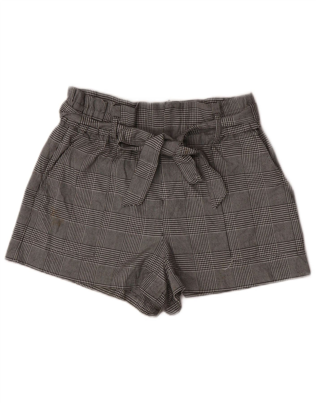Pantaloni scurți chino cu talie înaltă Zara pentru femei, mari W30, poliester cu picior de găină gri