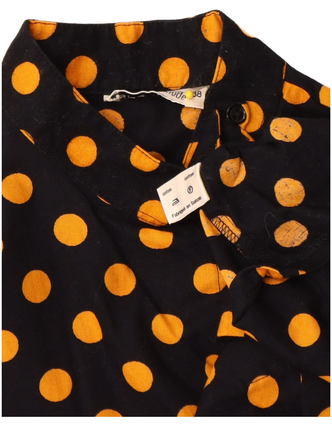 Bluză pentru femei vintage cămașă EU 38 bumbac cu buline negru mediu