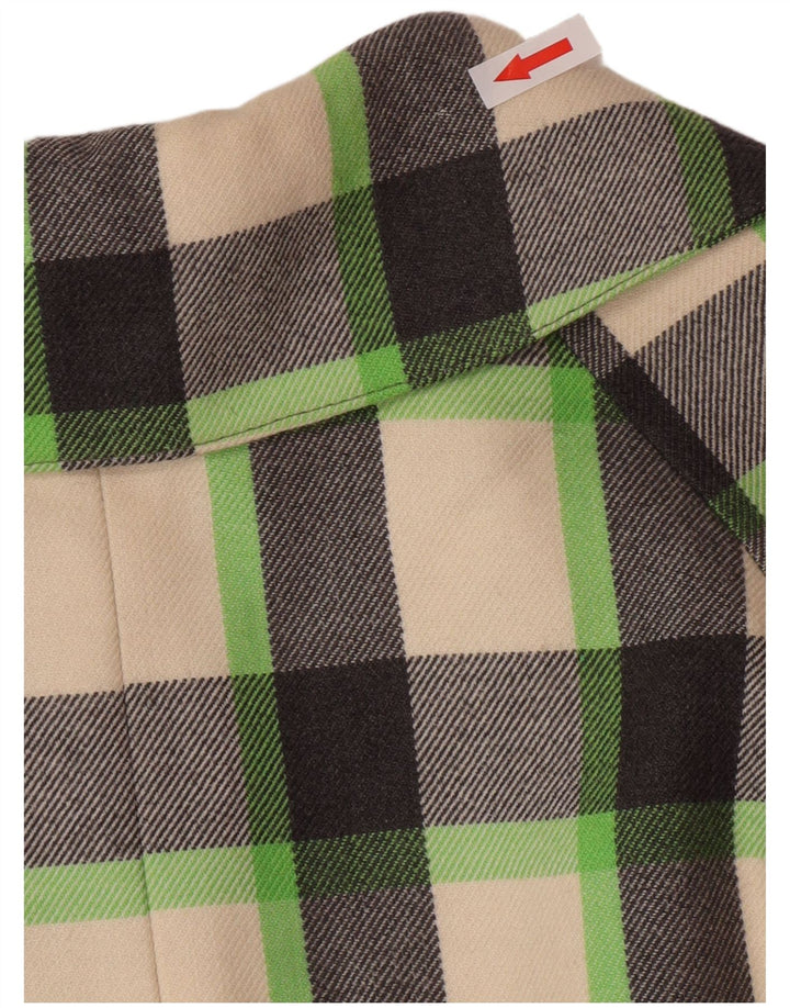 Pardesiu Vintage pentru femei UK 12 Medium Multicolor Check Lână nouă