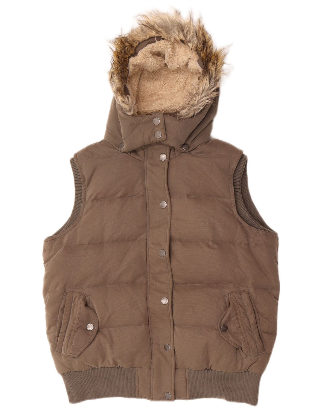 Gilet căptușit cu glugă pentru femei Fat Face UK 14, mare, gri, poliester