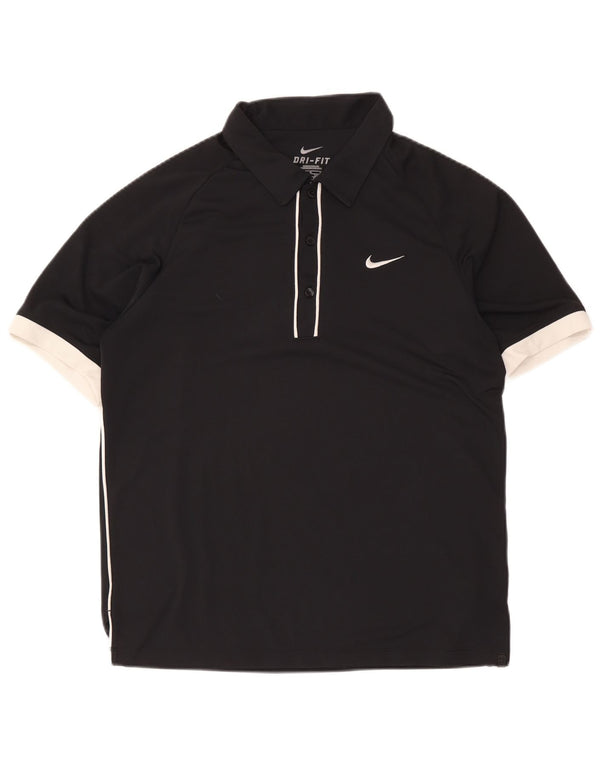 Tricou polo Nike Dri Fit pentru bărbați Marea Britanie 38/40 Mediu Negru Poliester Colorblock
