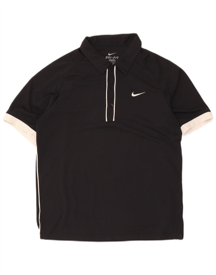 Tricou polo Nike Dri Fit pentru bărbați Marea Britanie 38/40 Mediu Negru Poliester Colorblock
