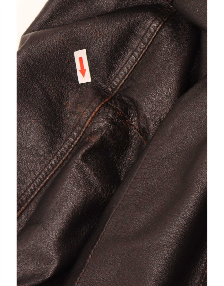 Jachetă Bomber din piele vintage pentru bărbați IT 52 XL maro retro