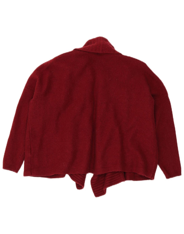 Massimo Dutti Pulover cardigan cu mâneci 3/4 pentru femei UK 14 Burgundy mediu