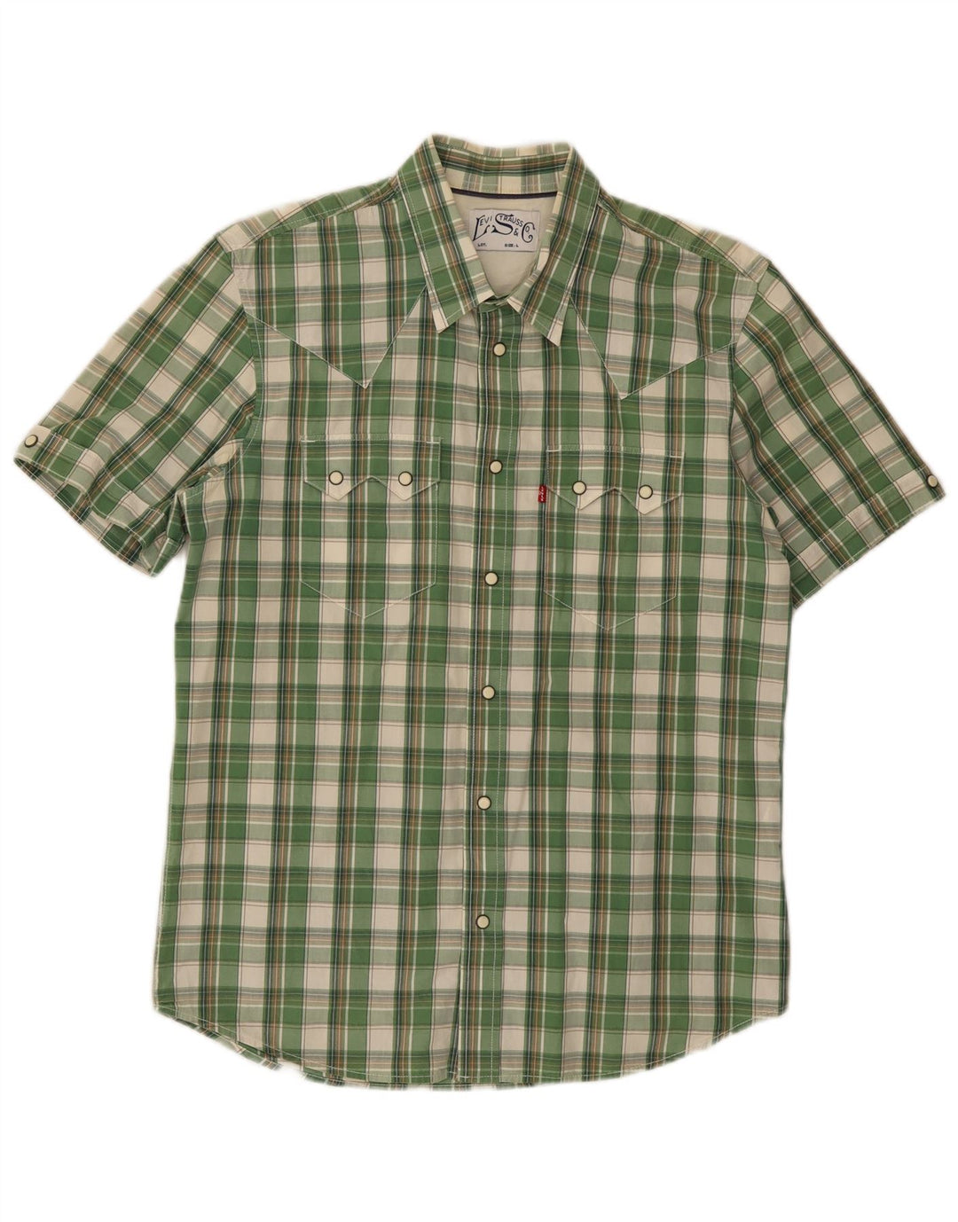 Cămașă cu mânecă scurtă cu grafică Levi's pentru bărbați, bumbac cu carouri mari, verde