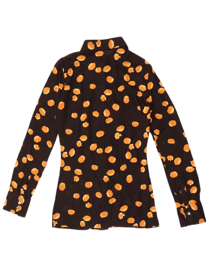 Bluză cămașă vintage pentru femei cu model abstract IT 44 mediu negru
