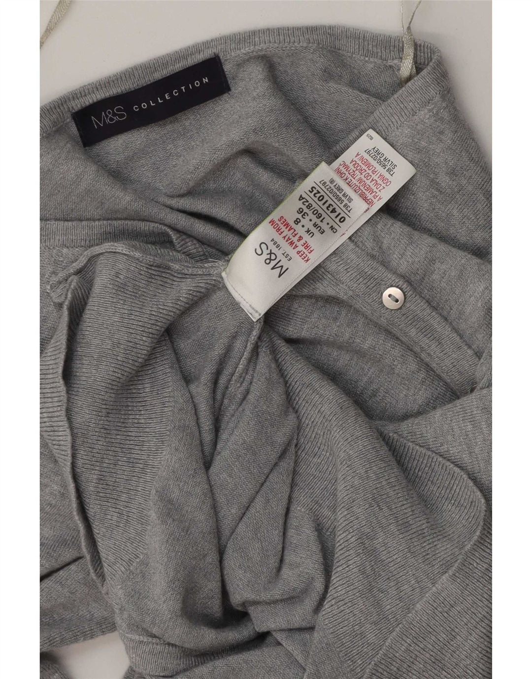 Pulover cardigan pentru femei Marks & Spencer UK 8 mic, gri, viscoză