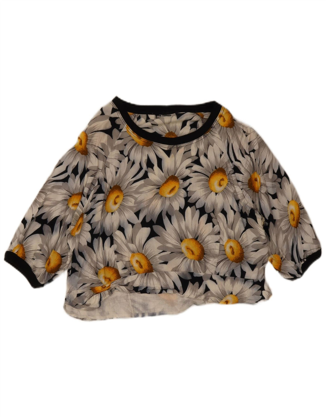 Crop Top Vintage pentru femei UK 12 Medium Bleumarin Floral