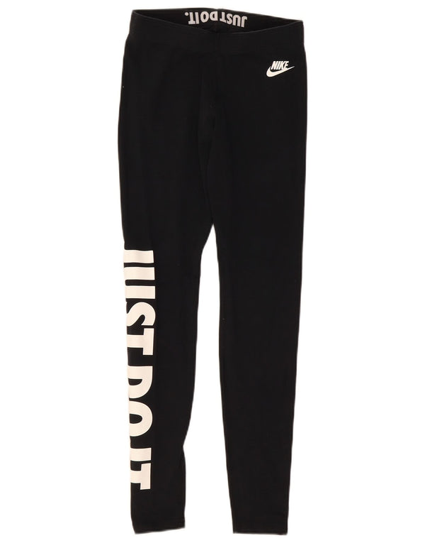 Leggings grafic Nike pentru femei UK 8 Small Black Bumbac