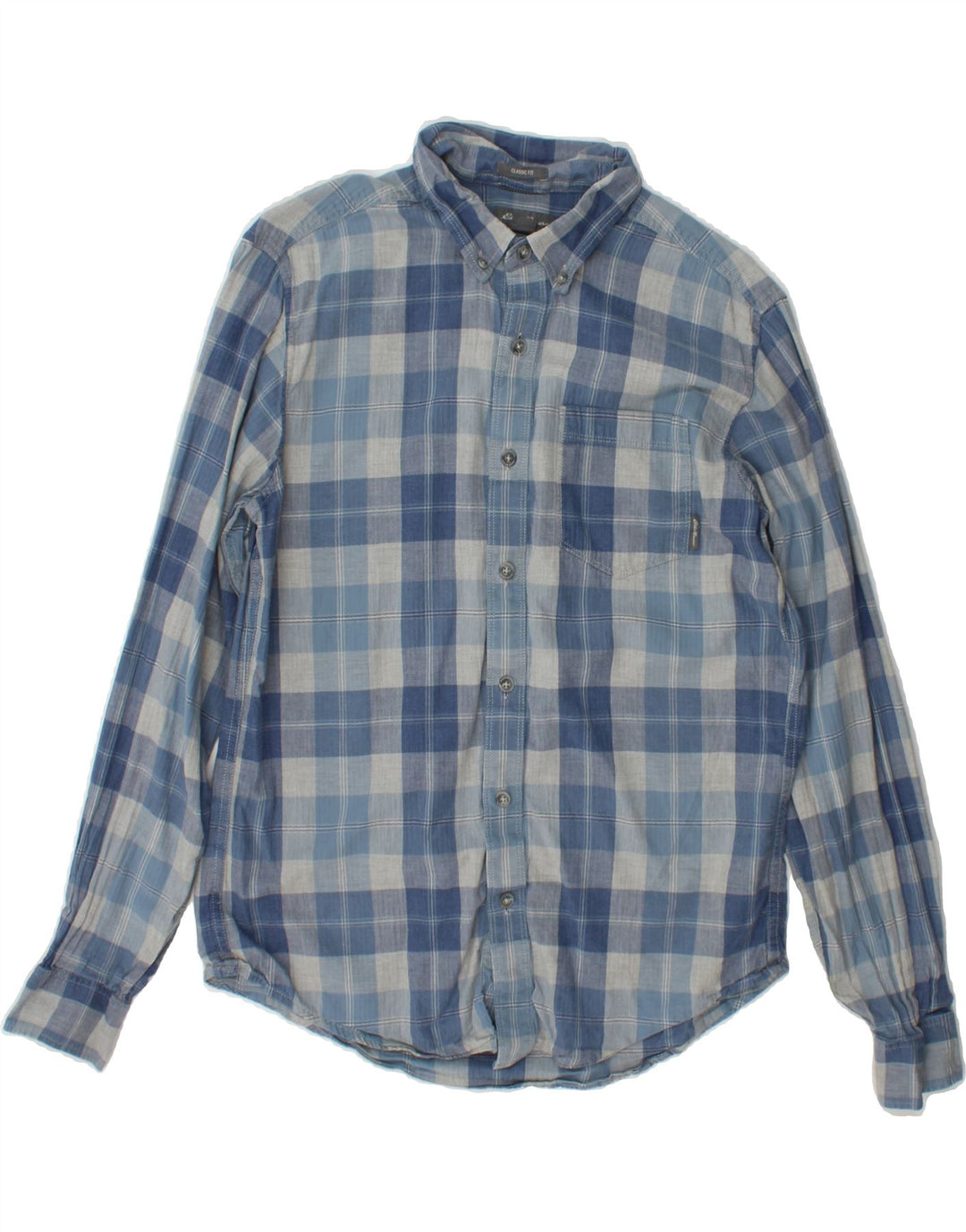 EDDIE BAUER Mens Classic Fit Shirt Medium Blue Check Cotton Vintage Eddie Bauer and Second-Hand Eddie Bauer from Messina Hembry 