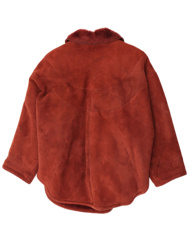 Jachetă vintage din shearling pentru femei IT 42 Medium Burgundy Shearling