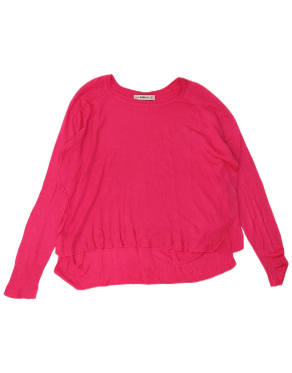 Pulover supradimensionat pentru femei Zara, cu gât de barcă, UK 14, viscoză, roz mediu