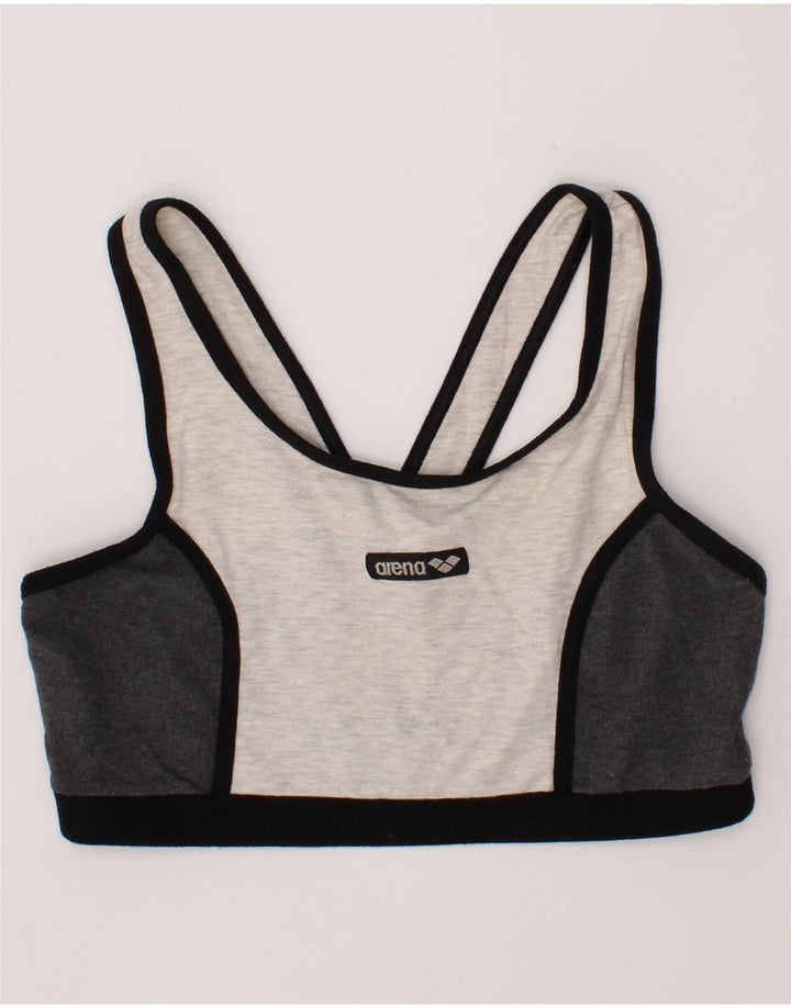 ARENA Womens Sport Bra Top IT 44 Medium Grey Colourblock Cotton Vintage Arena and Second-Hand Arena from Messina Hembry 
